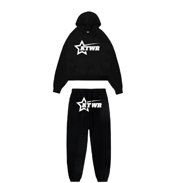 Black KTWR Trackie tracksuit for men, premium streetwear with a comfortable fit