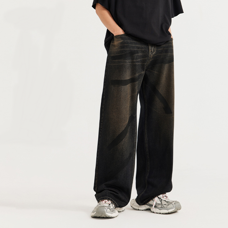 DYED WIDE LEG JEANS