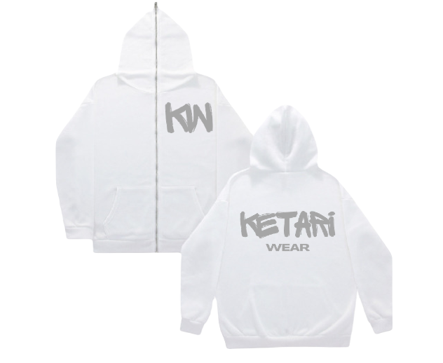 CLASSIC KW LOGO WHITE FULL ZIP HOODIE